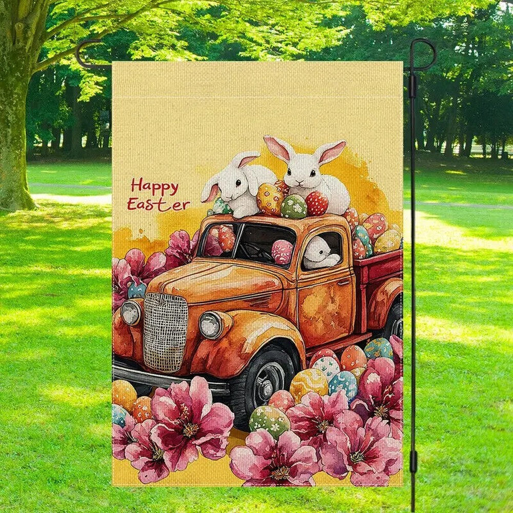 Colorful Happy Easter Burlap Garden Flag Double-Sided 12" x 18" NEW! Home & Garden:Yard, Garden & Outdoor Living:Décor:Flags Style Your Walls